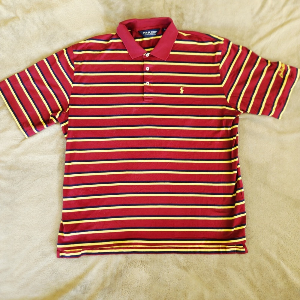 ASU Sun Devils Polo Golf Ralph Lauren Golf Shirt Mens XL Red Yellow Striped‎